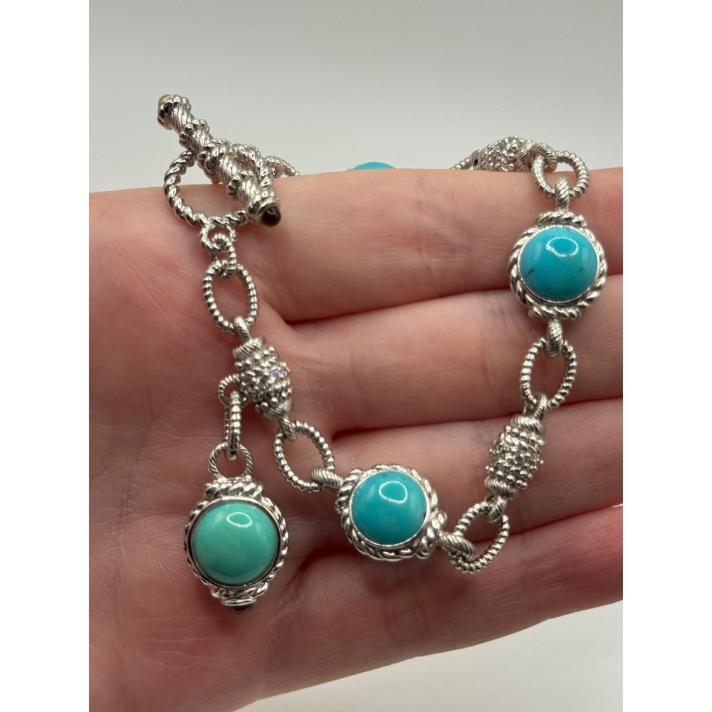 Judith Ripka Sterling Silver Turquoise Citrine Toggle Bracelet